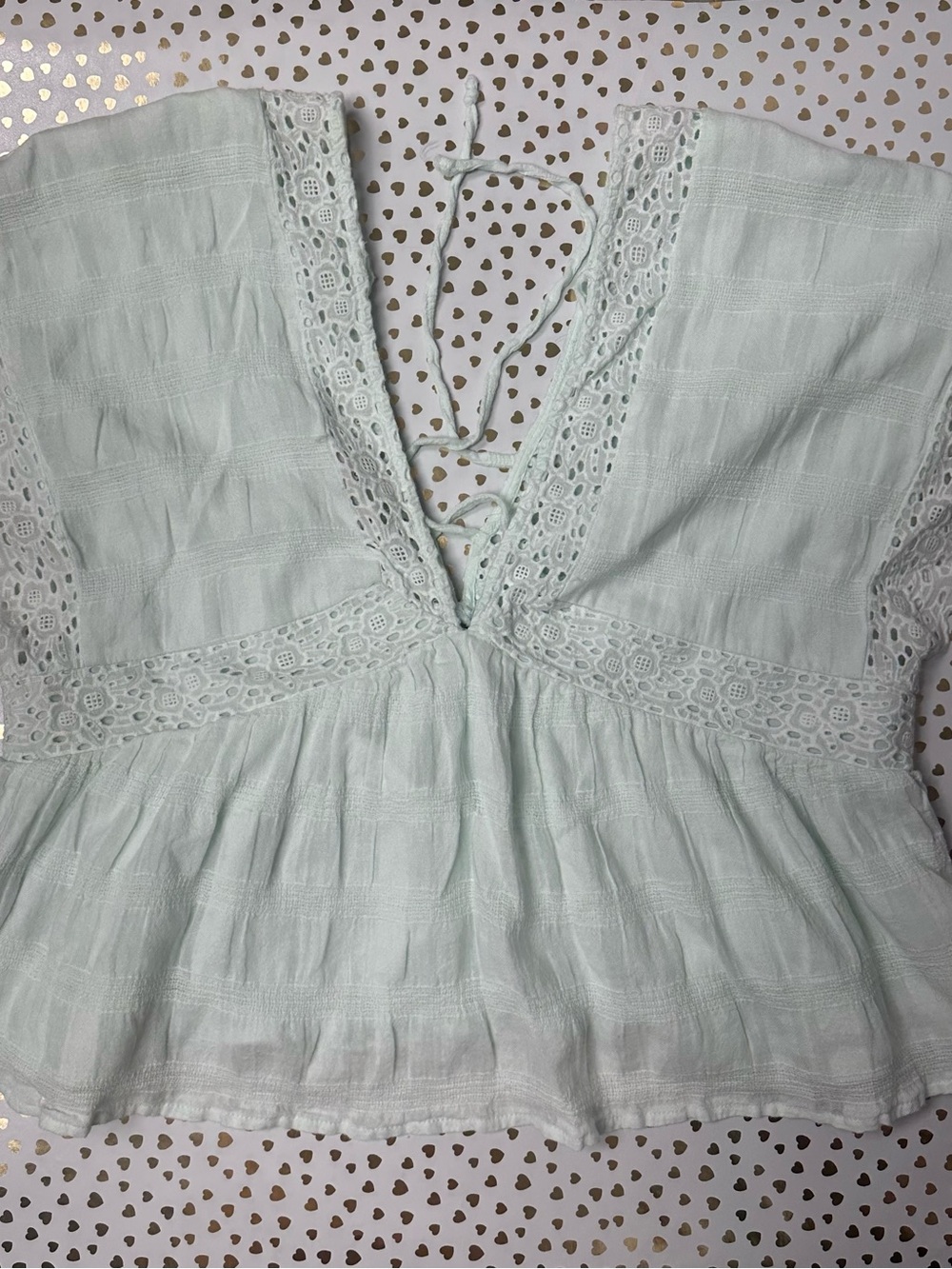 AE Mint Lace-Trim Women's Top